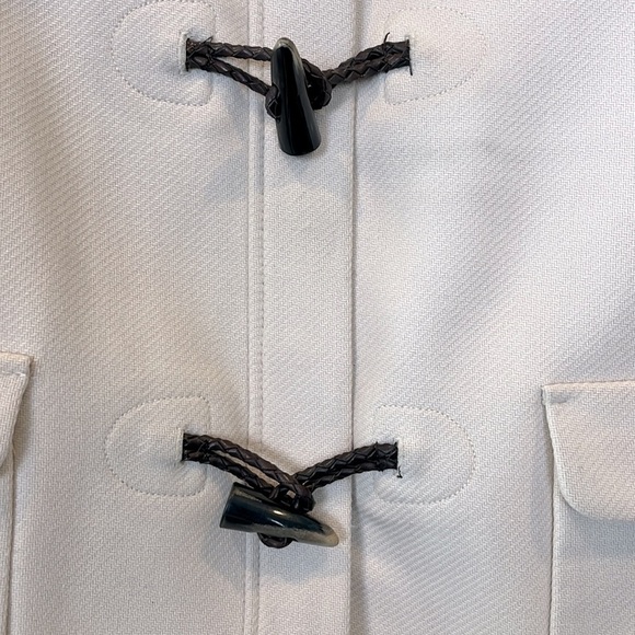 Massimo Dutti Wool Pea Coat Women's Size 4 Small Cream Fur Hood - Picture 6 of 11